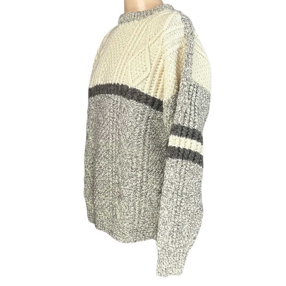 Vintage Kennedy Aran Wool Sweater L? Hand Knit Fisherman Ireland Cable Knit - Picture 4 of 7